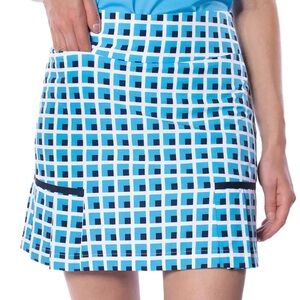 NWT Golftini Escape Performance Blue and White Side Pleat Skort 17.5” Women’s 4